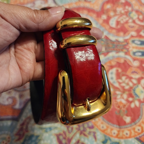 Vintage Worth Red Patent Leather Belt | Size Large